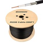 MOOKEERF RG58 Coaxial Cable 200ft, Low Loss Cable RG58 50 Ohm Coax Cable for WiFi/Router Signal Booster Amplifer Extension Cable