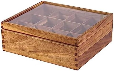 KITEISCAT Acacia Wood Tea Organizer Box - 12 Compartments, Multi-Functional Tea Bag Storage Solution