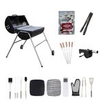 Peng Essentials WheelGrill Drum Barbeque Grill with Accessories for home | Large Cooking Area, Additional Warming Rack | Barrel style, Charcoal Griller BBQ With Set of 10 Premium Accessories