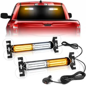 HLauto 1002L Emergency Strobe Traffic Advisor Light Bar: 40 LED Dash Safety Warning Flashing Light, Front/Rear Windshield Visor Light for Construction Vehicle, Tow/Plow Truck (2x10.7inch, Amber White)