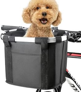 BAG WIZARD Bike Basket, Folding Detachable Handlebar Front Basket for Pet, Shopping, Commuter, Camping and Outdoor, Black
