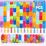 30 PCS Pop Bracelet it Fidget Toys Pack, Easter Fidget Bracelet Birthday Party Gifts, Decompression Wristband with Autistic & ADHD,Fidget Wristband as Return Gifts for kids, Fidgets Novelty Girls Toys