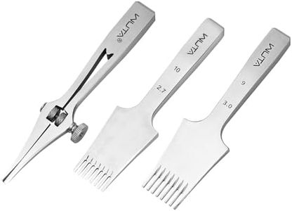 WUTA Leather Chisel All-Polished Pricking Iron Adjustable 2-6mm French Style Leather Chisel Sharp Leather Punching Tool Set (Obverse Adjustable 2 Teeth+2.7mm 8 Teeth+3.0mm 8 Teeth)
