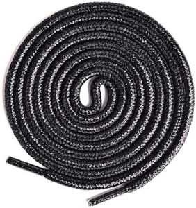 Olukssck 2 Paires Lacets Ronds Paillettes, Brillantes Métalliques Lacets Chaussures pour Chaussures de Sport, Chaussures de Course, Bottes, Noir, 80cm