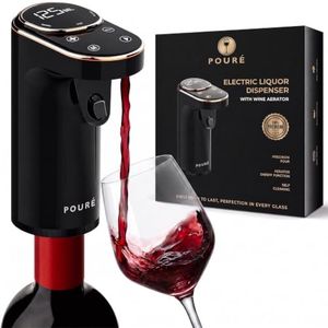 POURÉ 5-in-1 Electric Liquor Dispenser with Wine Aerator - Smart Drink Dispenser Whiskey Pump - Alcohol Output 1-999mL - Mothers Day Gift Essential - LED Touch Screen - Birthday Gift Men Women