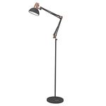 LEPOWER Metal Floor Lamp, Architect Swing Arm Standing Lamp with Heavy Duty Metal Base, Adjustable Head Reading Light with On/Off Switch for Living Room, Bedroom, Study Room and Office (Sand Black)