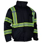 VENDACE Hi Vis Reflective Safety Winter Jackets for Men Polar Fleece Lining ANSI Class 1 High Visibility Jacket Black(Black,L)