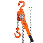 VEVOR Manual Lever Chain Hoist, 1-1/2 Ton 3300 lbs Capacity 10 FT Come Along, G80 Galvanized Carbon Steel with Weston Double-Pawl Brake,Auto Chain Leading & 360° Rotation Hook, for Garage Factory Dock