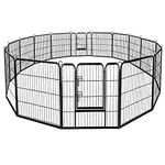 Giantex 48 inch Dog Fence with Door, 16 Panels Dog Playpen for Outside Large Dogs, Portable Pet Playpen Fencing Enclosures, Heavy Duty Metal Camping Dog Fences for The Yard (16 Panels, 48 inch)