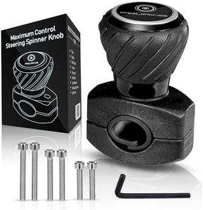 FOURING Universal Steering Wheel Spinner Knob - Smooth Black Finish | Fits Steering Wheels 0.5"-1.75" Diameter | Effortless Spinning for Cars, Trucks, Tractors, Boats, Semi-Trucks & More