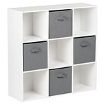 Hartleys White 9 Cube Unit and 4 Grey Storage Drawers