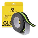 FIXWISE Anti Skid Tape for Stairs Black and Glow Tape for Stairs, Floor, and Ramps | Heavy-Duty Adhesive Non-Slip Tape | 10Mx50MM | Safety Anti Slip Tape | Glowing Tape for Night Visibility