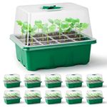 Bonviee 10 Packs Seed Starter Tray with Adjustable Humidity Dome,The Seed Starter Kit with Heightened Lids，for Base Mini Greenhouse Germination Kit(12 Cells per Seedling Tray)