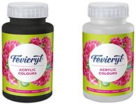 Pidilite Fevicryl Acrylic Colour, Black Acrylic Paint, 500 ml Fevicryl Acrylic Colour, White acrylic paint, 500 ml