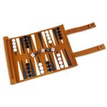 Andux Rollable Backgammon Board Game Microfiber Portable Chess Set PGSLQ-01(Brown)