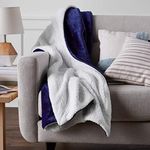 Amazon Basics Ultra-Soft Micromink Sherpa Blanket - King, Navy Blue