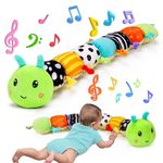 Baby Musical Toys 6-12 Months, Caterpillar Stuffed Animal Toys with Multi-Sensory Crinkle, Teether, Rattle & Textures for Baby 0-3-6-12 Months, Infant Soft Plush Toy Newborn Birthday Boy Girl Gift