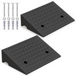 COSTWAY 2PCS Rubber Kerb Ramps, Heavy Duty Curb Ramp Set with 4 Expansion Bolts, Lightweight Driveway Threshold Ramps for Wheelchairs, Cars and Motorcycle, 3 Tons Load Capacity (48 x 33 x 13 cm)