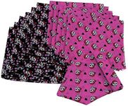 Fun Express Pink and Black Pirate Skull & Heart Bandanas (Set of 12) Party Supplies