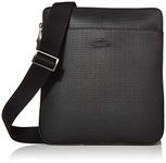 Lacoste Men's Chantaco Matte Piqué Leather Flat Zip Bag, Black, One Size