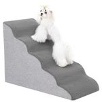 Uross Dog Stairs for Small Dogs- Dog Steps Stairs Ramps for High Bed Couch, High Density Foam Pet Steps Stairs for Dogs to Get on Bed, 5 Tiers Cat Doggy Steps Ramps for Joint Pain Dog(Gray)