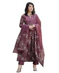 Alvami Women Anarkali Kurta and Pant Set with Dupatta (L) Maroon