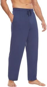 GYS Mens Pajama Pants - Viscose Made from Bamboo, Soft Sleep Pants Comfy Drawstring Lounge Bottom with Pockets Sweatpants,Grayish Blue,Medium