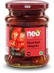 Neo Sliced Red Jalapenos 210g I 100% Vegan I Ready-to-Eat Fibre-Rich Topping for Pizza, Pasta, Snacks and Salads, Non-GMO I (Pack of 1)