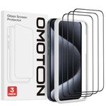 OMOTON Tempered Glass Screen Protector for iPhone 15 Pro with Frame Installation Aid, Compatible with iPhone 15 Pro Screen Protector, 3D Full Screen, Indestructible and Shatterproof, Military