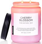 M&SENSE Cherry Blossom Scented Spring Candle, 110 Hours Long Lasting Soy Candles 19.4oz, Stress Relief Aromatherapy Candles, Romantic Candle Gifts for Women, Jar Candle Bedroom Decor