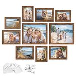 SONGMICS Picture Frames with 16 Mats, Set of 10, Collage Photo Frames with Two 8x10, Four 5x7, Four 4x6 Frames, Rustic Brown URPF049X01