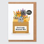 Cat Birthday Card Funny - Funny Cat Birthday Card - Crazy Cat Lady Starter Kit - Cat Card - Birthday Card Mum - for Her - Girls - Women - Sister - Friend - Cat Gifts - Card for Cat Lovers