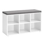 VASAGLE Bench, Shoe Cabinet Storage with 6 Compartments and 3 Adjustable Shelves, Easy to Assemble, Space-Saving, for Entryway, Bedroom, White LHS23WT, 87 L x 48 H cm