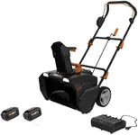 Worx WG471 40V Power Share 20" Cordless Snow Blower with Brushless Motor, Black and Orange