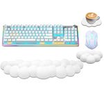 Ergonomic Keyboard Wrist Rest, PU Leather Memory Foam Cloud Wrist Rest for Computer Keyboard, Mouse Wrist Rest and Keyboard Pad for Gaming, Office, Home, Computer, Laptop, Typing Pain Relief, White