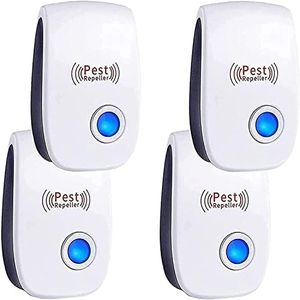 Repelente Ultrasónico de Plagas, 4 Pack Repelente Ultrasónico Mosquitos Electrónico Repelente Mosquitos Control de Plagas para Moscas,Ratones,Roedores,Insectos,Hormigas