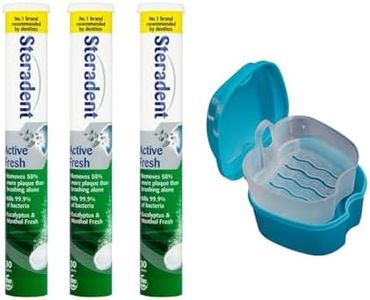 3 Pack Active Fresh Denture Cleaning Tablets - 90 Tablets, Denture Bath, False Teeth Cleaner, Retainer, Denture & Mouth Guard Sterilising Tablets, Multipack Bundle for Fresh Hygiene and Stain Removal