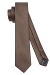 HISDERN Men's Tie Brown Skinny Neckties For Men Classic Silk Wedding Ties Formal Slim Neck Tie with Box (6cm)