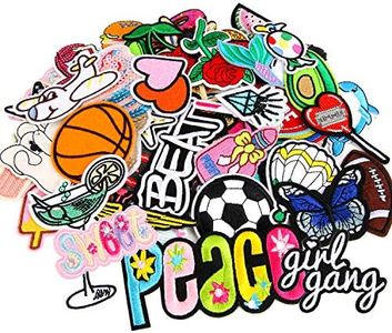 60pcs Random Assorted Styles Embroidered Iron on Patches, DIY Sew Applique Repair Patch Iron on/Sew on Patches for Backpacks,Pants,Clothes,Jeans,Jackets,Hat