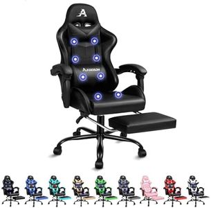 ALFORDSON Gaming Chair with 8 Points Massage and Recline, Ergonomic Executive Office Chair PU Leather with Footrest, Height Adjustable Racing Chair, 180kg Capacity (Eryx Black)