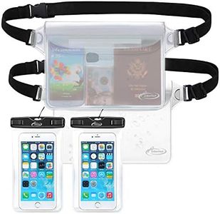 AiRunTech Waterproof Cell Phone Bag, 4 Pack Waterproof Dry Bag for Fishing, Sledding,Skating,Skiing,Snowshoeing Universal Waterproof Pouch for iPhone(2 Phone case(Clear) + 2 Fanny Pack(Clear))