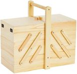 Wooden Sewing Box Organizer for Sewing Supplies with 3 Tier Drawers for Craft Tools, Needles, Pincushions, Art Supplies, Thread Spool Organizer (12.6 x 5.9 x 8.3 Inches)