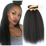 Yaki Straight Bundles Brazilian Virgin Human Hair Bundles Full Head Thick Kinky Straight Weave Bundles Human Hair Natural Black Color Can be Dyed 3 Bundles Total 300g 16 18 20 Inch