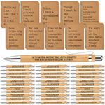 Spakon 30 Sets Funny Gifts Set 30 Funny Kraft Paper Notepads 30 Sarcastic Sayings Bamboo Pens Office Supplies for Coworkers Employee Colleagues Nurse Teachers Team
