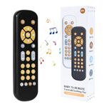 Orzbow Baby Remote Control Toy for 6 Months+ with Music, TV Remote Toy with Realistic Light and Sound - English, French and Spanish for Infant Play Remote Musical Toys, BPA Free, Black