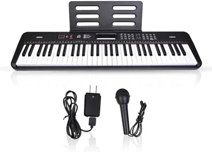 61 keys piano keyboard, Electronic Digital Piano Music Keyboard with Microphone, Sheet Music Stand and Power Supply, Portable Keyboard Piano Gift for Beginners