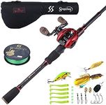 Sougayilang Baitcaster Combo Telescopic Fishing Rod and Reel Combo, Ultra Light Baitcasting Fishing Reel for Travel Saltwater Freshwater with Lures-6.9FT & Left Handle Reel with Bag