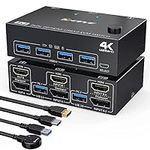 USB 3.0 KVM Switch 2 Monitors 2 Com