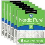 Nordic Pure 20x25x1M13+C-6 MERV 13 Plus Carbon AC Furnace Air Filters, Quantity-6