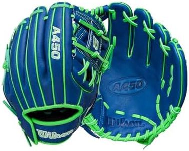 Wilson 2026 A450 10.75" Infield Baseball Glove - Right Hand Throw, Royal/Neon Green/White